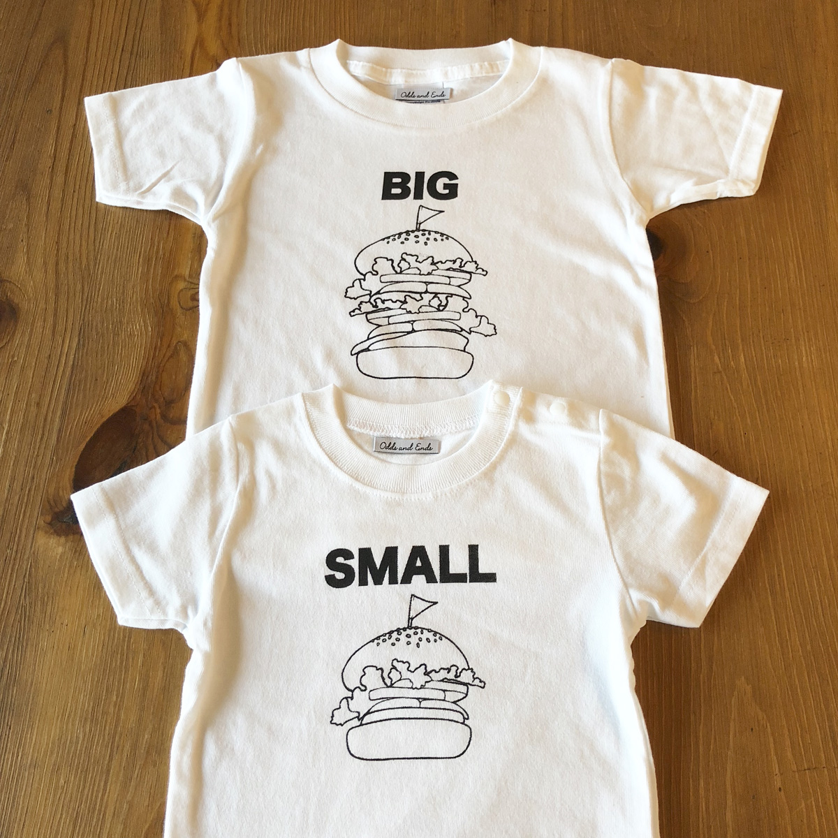 親子でおそろい /ハンバーガー SMALL×BIG プリント/ Tシャツ2枚組ギフトセット